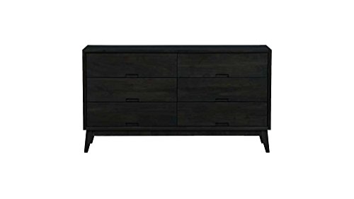 Image of APRODZ Mango Wood Storage Cabinet Cruz Chest of 6 Drawers Furniture for Living Room Black, Brown (cd-26.6)