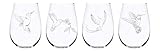 C M Hummingbird stemless wine glass (set of 4)
