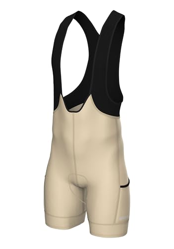Wixen Elite Cycling Bib Shorts for Men Bicycle Bib Shorts Durable Performance Zipper Pocket (Beige_m)