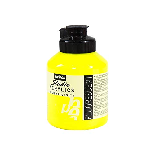 Pébéo Acrílico Fine Studio - Pintura Acrílica, 500 ml, Amarillo (Jaune Fluorescent)