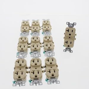 #US 10 Ivory Commercial Duplex Outlet Receptacles 5-20R 20A 125V CR20V