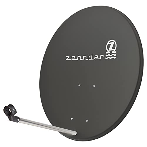 Zehnder 80cm Spiegel Schüssel Stahl + Twin LNB | 2 Teilnehmer SAT Anlage HD Digital Set anthrazit |...