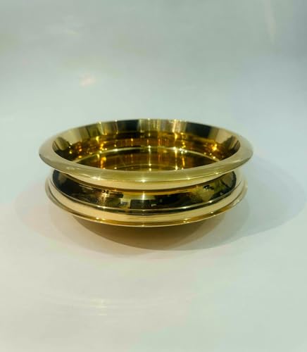 Image of Kerala Crafts Authentic 14 CM Pure Brass Metal Cooking Urli kadai Bowl | Traditional South India Home Temple Uruli Holy Water Sacred Hindu Festival Decor (6.Diameter = 5.5 inch / 14 CM)