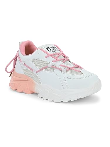 Image of KNOOS Stylish Trendy Lightweight Canvas Casual High Top Sneaker Shoes For Women's & Girls| Sneakers| White UK