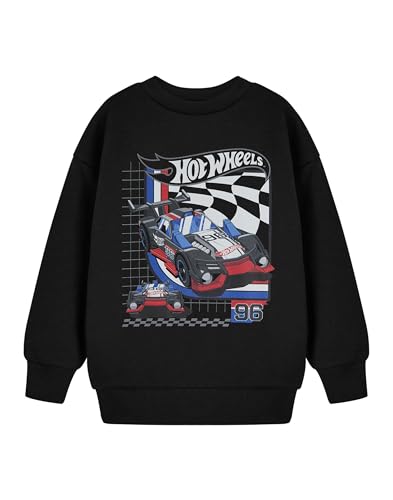 Hot Wheels Boys Long Sleeve Graphic Tee | Black 96 Race Car Classic Sports Top