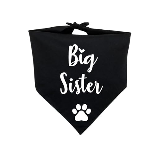 MAKOMAKI Pañuelo tipo bandana para hermana mayor, para bebé, anuncio de nacimiento, sesión de fotos de maternidad, decoración natural de fiesta (Sis negro)