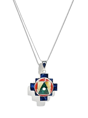 950 Sterling Silver Four Directions Totem Peruvian Chakana Pendant Necklace, Reversible, 2