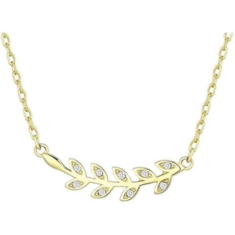Philip Jones Gold Plated Leaf Necklace with Zircondia Crystals Cover