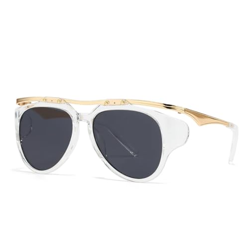 Lunettes de soleil de rue tendance à monture géométrique métallique