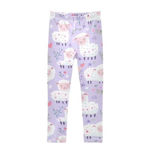 Lambs Flowers Girls Leggings,Workout Leggings for Girls Toddler Athletic Legging Size for 3-10T