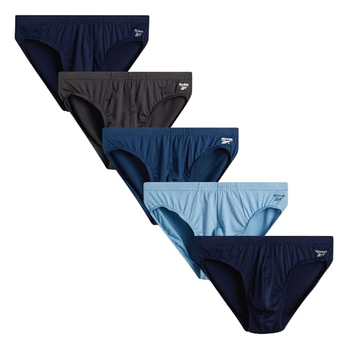 Reebok Mens Underwear Briefs - 5 Pack Quick Dry Soft Stretch Low Rise Briefs for Men - Performance...