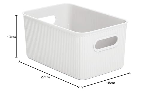 Tatay Cesta Almacenaje Plastico 5 L Baobab | Caja Organizadora | Asas Integradas | Diseño Compacto y Versátil | Plástico Reciclado Libre de BPA | 18,1x27,2x13 cm, Blanco