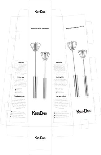 Ksendalo Push Whisk Set(12Inch & 14Inch) Stainless Steel Easy Whisk For Mixing Milk And Other Liquids, Automatic Whisk Push Saves Much Energy, Silver #TOP3