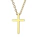 Richsteel Collier Croix Homme Or - Pendentif Croix Plaqué Or en Acier Inoxydable 316L - Bijoux Chretienne Catholique Religion Croix avec Chaîne Ras de Cou 45+5 cm pour Hommes et Femmes