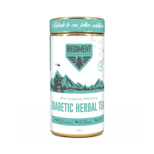Image of Regiment Diabetic Herbal Tea 80g | Premium Ayurvedic Herbal Chai | Green Tea with Gudmar, Jamun & Bitter Gourd | Rich in Natural Antioxidants | No Artificial Flavour