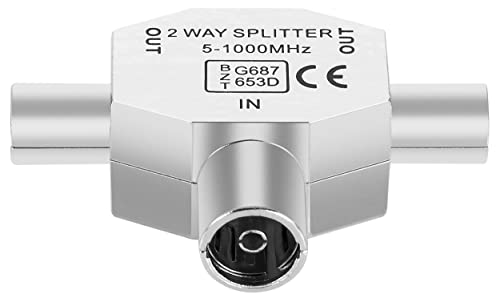 Poppstar Antenna Distributor, Coaxial Adapter, Coaxial-Coupler, 2x Plug, Connect Two TV Sets - Image 2