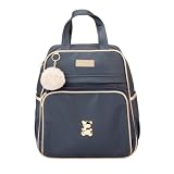 Mochila Maternidade Petit Baby Infantil Escola Creche Grande com Ursinho Espera Feliz (Marinho com dourado)