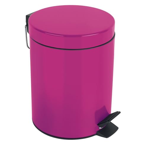 Spirella - Poubelle à pédale Acier SYDNEY - Design Moderne, Ouverture Facile, Seau Intérieur Amovible - Accessoire Salle de Bain ou Cuisine - Rose Foncé -...