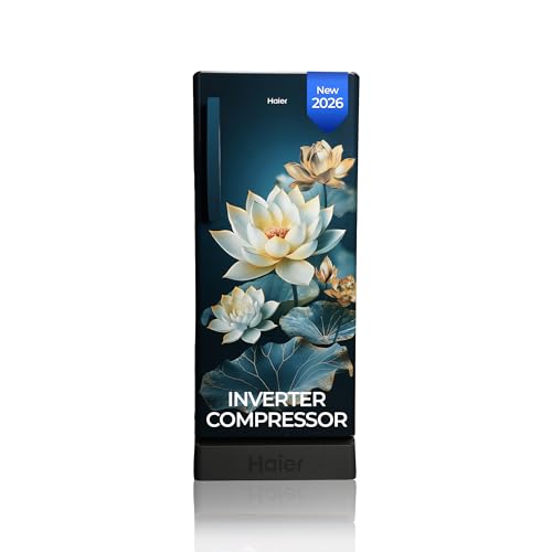 Image of Haier 190 L 5 Star Direct Cool Inverter Single Door Refrigerator with Fast Ice Making, Easy Clean Back, Large Vegetable Box (HED-205TGCBA-N, Green Camellia, Base Stand Drawer, 2026 Model)