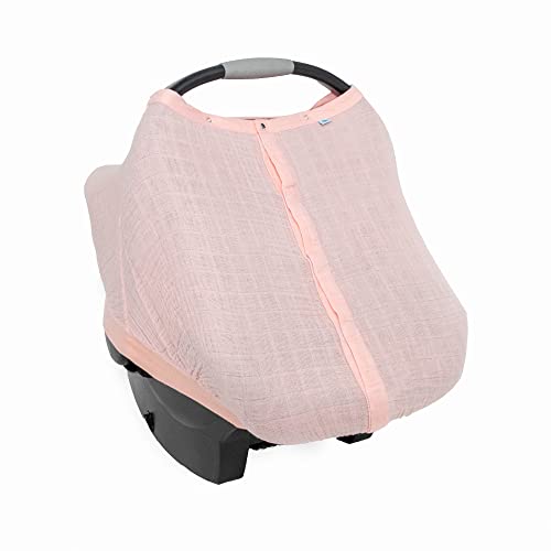 Image of Little Unicorn Baby Car Seat Canopy | Soft & Breathable Muslin Fabric | Magnetic Closure Cover & Universal Fit | for Protection & Privacy | Nursing Cover (Rose Petal)