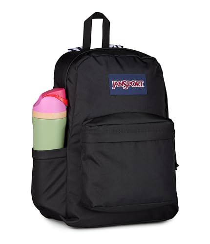 Image of JanSport SuperBreak Plus Backpack with Padded 15-inch Laptop Sleeve and Integrated Bottle Pocket - Spacious and Durable Daypack for Work and Travel, Surreal Swirlies Con Black /Black /White /Black