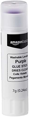 Amazon Basics Purple Washable School Glue Sticks for Classroom Supplies and Crafting, Dries Clear, 0.24-oz Stick, 30-Pack - 1