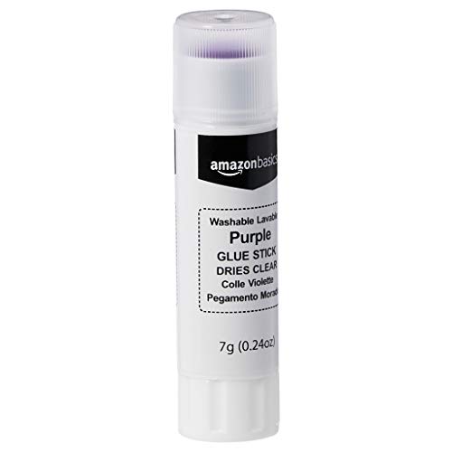 Image of Amazon Basics Purple Washable School Glue Sticks for Classroom Supplies and Crafting, Dries Clear, 0.24-oz Stick, 30-Pack