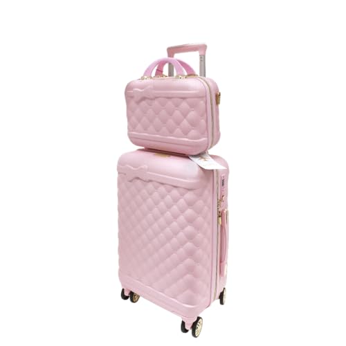 Il set è composto da trolley e un vanity case, entrambi realizzati in ABS (80%) e alluminio (20%) con effetto matelassé e decorazione a forma di fiocco. Accettato come bagaglio a mano da Alitalia ed Easyjet.