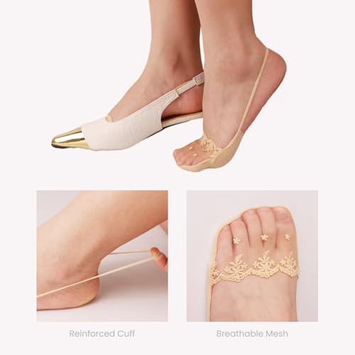 Ultra Low Cut Lace No Show Socks for Women,Half Liner Socks Ball of Foot Toe Topper2