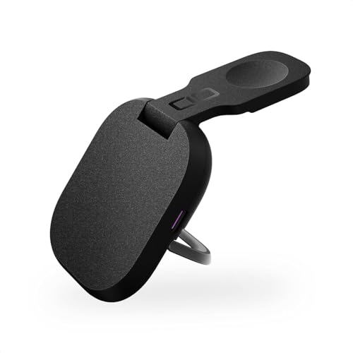CIO NovaWave 3-in-1 Foldable Wireless Charger for iPhone, Apple Watch, AirPods - Magnetic Portable Charging Station, Compact Travel Charger for Multiple Devices, MagSafe-Compatible (Black)