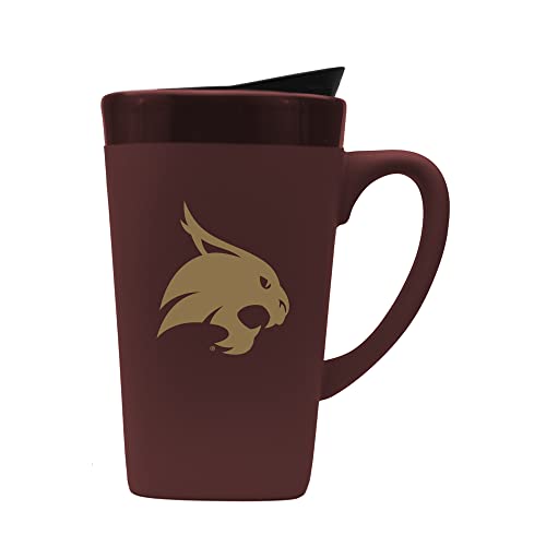 The Fanatic Group Texas State University Ceramic Mug with Swivel Lid Design-1 - Burgundy