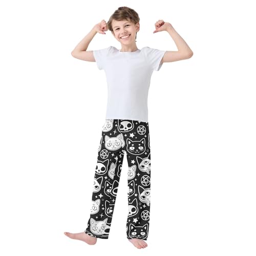 Boys' Pants Magical Witchcraft Cats Black Long Bottoms Jogger Pants Elastic Waist Trousers with Pockets S-XL2