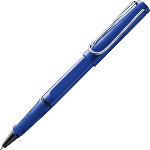 Lamy safari blue Tintenroller – zeitlos klassicher Stift mit ergonomischem Griff & Strichbreite M - Gehäuse aus robustem ASA-Kunststoff – mit Tintenrollermine M 63 in blau