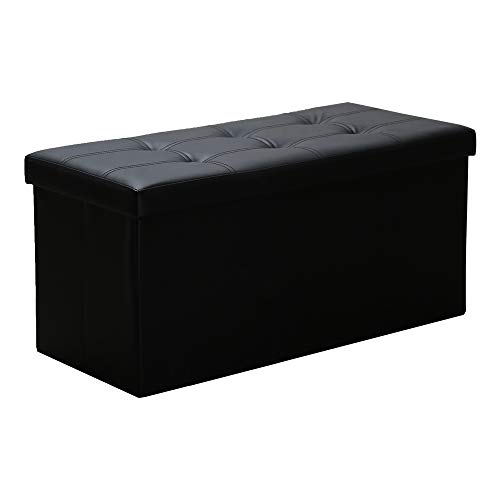 Preisvergleich Produktbild Einfeben Sitzhocker Sitzbank Faltbar Schlafzimmer Aufbewahrungsmöglichkeit Sitzbox mit Deckel Faltbox(76x38x38cm, Schwarz)