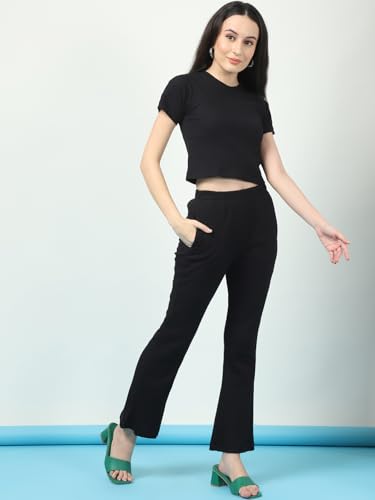 Image of Rigo Cotton Solid Co-ord Set for Women | Round Neck, Slim Fit Tracksuit Co-ords Set for Women | Two Piece Co ord Set | Casual Wear, Beach Wear, Vacation Wear Outfit for Women