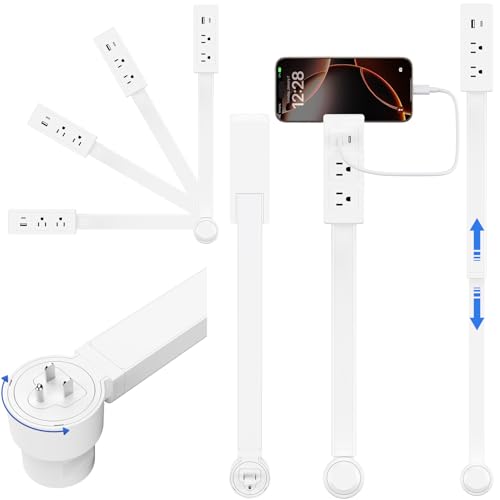 Outlet Extender Stick Electric Outlet Extender Stretch from 17.7 to 27.6 & Rotate 180 Easy Access to Hard to Reach Spaces Behind Sofas & Nightstands