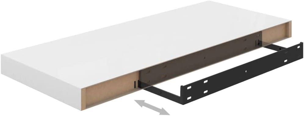Floating Shelves Wall Shelves - Wall Mounted Shelves - Decorative Floating Wall Shelves - Bedroom or Living Room Floating Wall Shelf High Gloss White 23.6"x9.3"x1.5" MDF