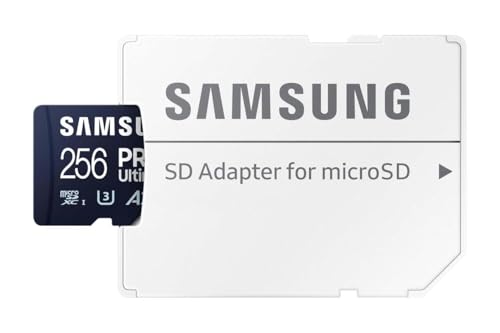 Samsung PRO Ultimate Tarjeta de Memoria MicroSD con Adaptador SD, 256 GB, 200 MB/s y 130 MB/s, UHS-I, C10, U3, V30, A2, 4K UHD, Apta para Smartphone, Tablet, GoPro, DJI Dron, Steam Deck (MB-MY256SA)