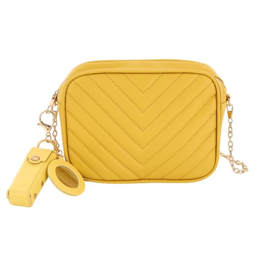 Yellow Purse For Women, Small Yellow Leather Shoulder Crossbody Camera Bag, Butter Handbag, Zipper Design, Fashionable And Versatile, For Work, Travel Or Party, With 1 Leather Pendant Accessory