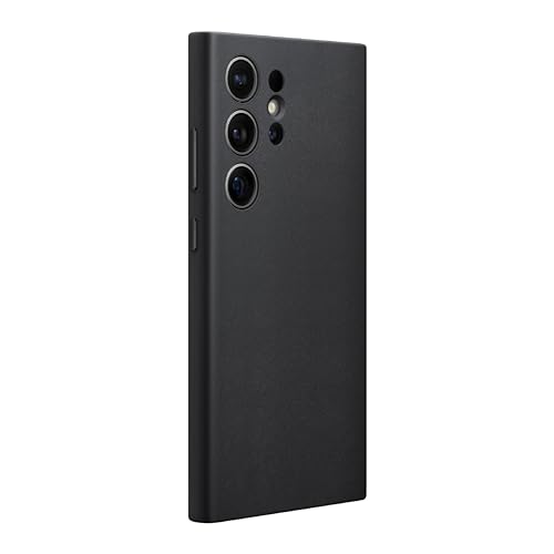 Image of Samsung Galaxy S24 Ultra Vegan Leather Phone Protective Case, Protective Cover with Soft Touch, Elegant Design, Scratch Protection, US Version, GP-FPS928HCABW, Black