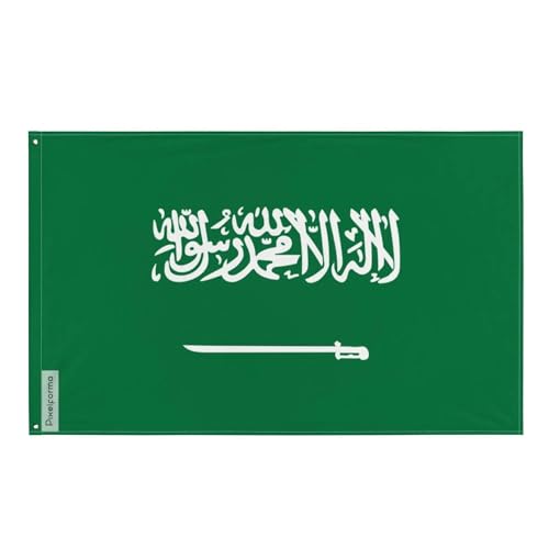 Pixelforma Bandera de Arabia Saudita en varios tamaños, 100% poliéster impresión con doble dobladillo 60x90cm 2. 2 ojales izquierdos