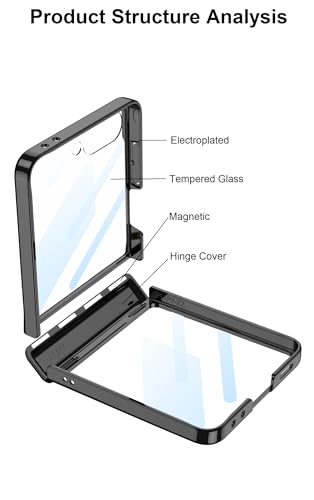 Image of Midkart Magnetic Case Compatible with Samsung Galaxy Z Flip 7 Release 2025 Hinge Protection Electroplated Anti-Yellowing Camera Protection Cover, Transparent & Blue
