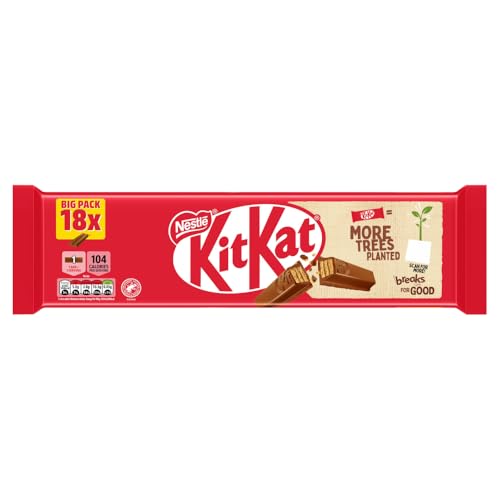 KitKat 2 Finger Milk Chocolate Biscuit Bar Multipack Chocolate Wafer Biscuit Bars 18 x 20.7g