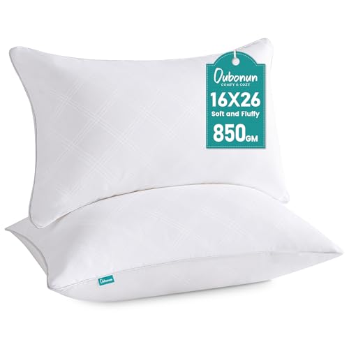 Oubonun 16 x 26 Pillow Inserts Pack of 2 Rectangle Square Interior Sofa Pillow Insert Pair White Decorative Lumbar Pillow for Bed Couch Living Room