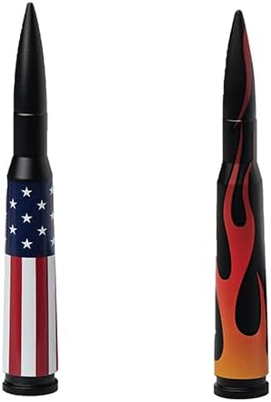 50 Cal Bullet Antenna EcoAuto Short Antenna For Ford F150 F250 F350 Super Duty, Bronco, Raptor &amp; Dodge RAM - 4 Inch Anti-Theft Carwash Safe Truck Accessory (Black Antenna For Truck