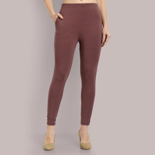Image of ONE SKY Women Ankle Length Leggings | Premium Cotton Modal Spandex Blend | High Waist Stretchable & Bio-Washed Fabric | Colour-Lock | Ethnic Leggings for Women
