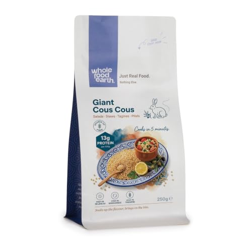 Wholefood Earth Giant Cous Cous 250g | Wholesome Pearl Couscous | Source of Fibre & Protein | Vegan GMO-Free | Ideal for Salads & Sides