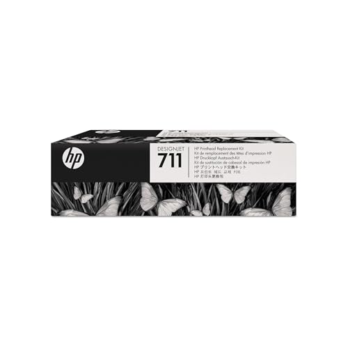 HP C1Q10A Kit de Remplacement tête d'impression 711 DesignJet d'origine pour imprimantes Grand Format DesignJet T120, T125, T130, T520, T525, T530, avec Cartouches 711 Noir, Cyan, Magenta, Jaune