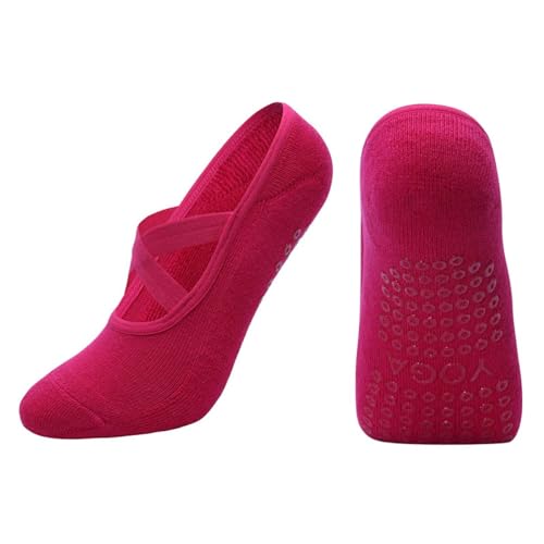 Image of Cotton Yoga Socks with NON-SLIP GRIPS for Women - Yoga Meditation Pilates Barre Accessories - One Size Fits Most