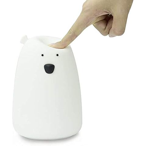 Pengcheng Child Night Light, Soft Silicone Colorful Bear Touch dimming Bedside lamp, Sensitive Control Faucet Kid's Bedroom Gift (Battery) Cover